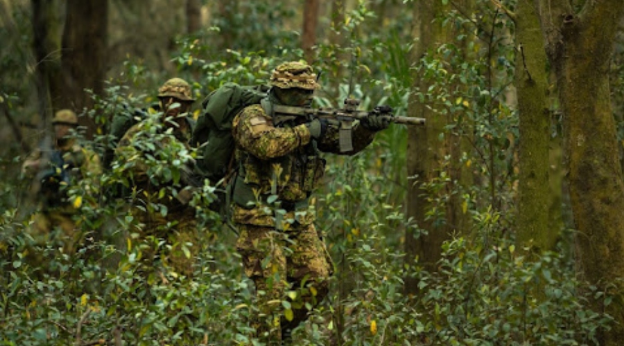 Armed men in camouflage 